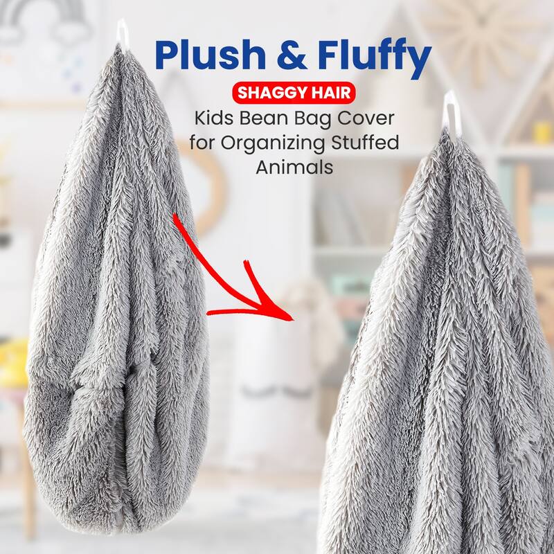 Cheer Collection Shaggy Bean Bag and Stuffed Animal Storage Case