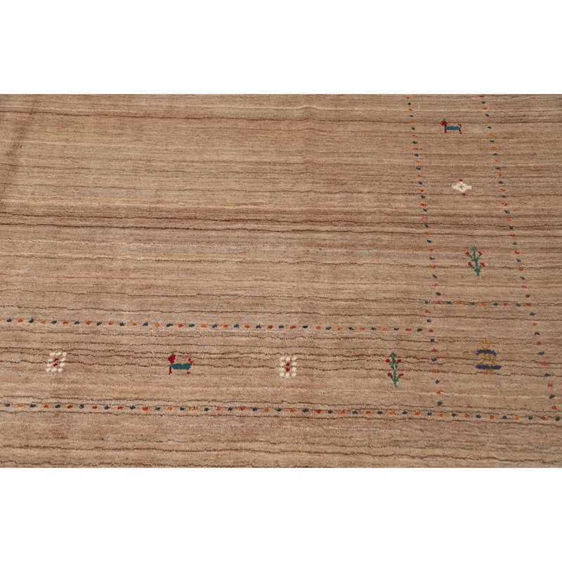 Hand Knotted Oriental 100% Wool Carpet Tribal Animal Pictorial Brown Gabbeh Area Rug - 8' 11'' X 8' 11''