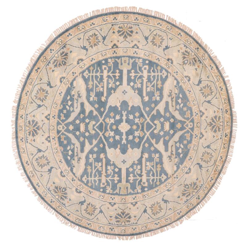 ECARPETGALLERY Hand-knotted Royal Oushak Turquoise Wool Rug - 7'11 x 7'9