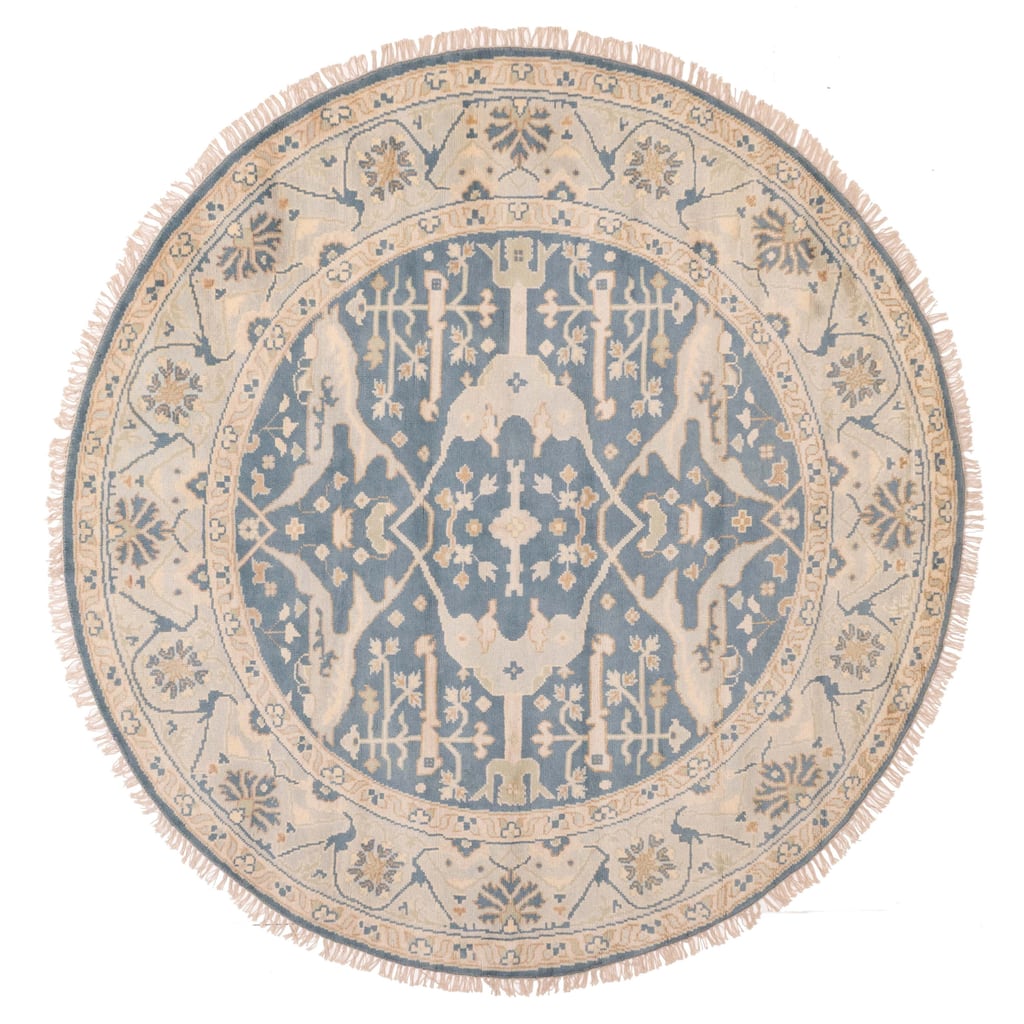 ECARPETGALLERY Hand-knotted Royal Oushak Turquoise Wool Rug - 7'11 x 7'9