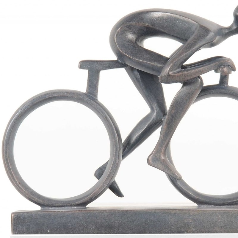 HomeRoots Minimalist Cyclist Cement Finish Statue - 3.5' X '7' X '8.5
