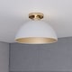 preview thumbnail 1 of 11, Devon 12.75-in W LED Compatible Mid-Century Modern Semi Flush Mount Ceiling Light Glossy White and Satin Brass - 12.75-in W x 8.25-in H x 12.75-in D