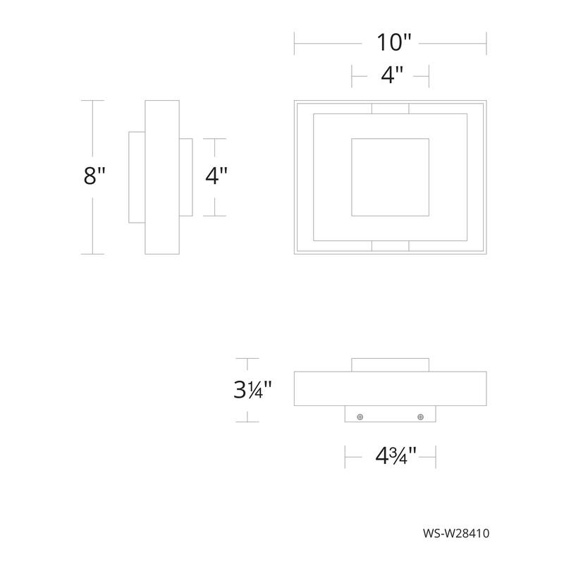 Boxie 10in LED Outdoor Wall Light 3000K in Black with Brushed Nickel