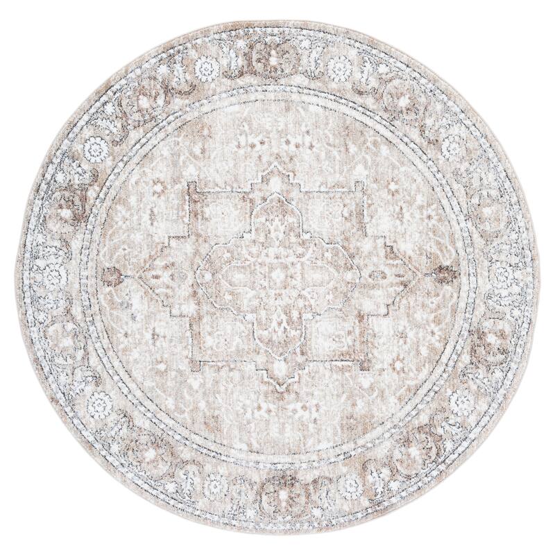 SAFAVIEH Jasmine Cristina Vintage Rug - 5'3" Round - Ivory/Beige