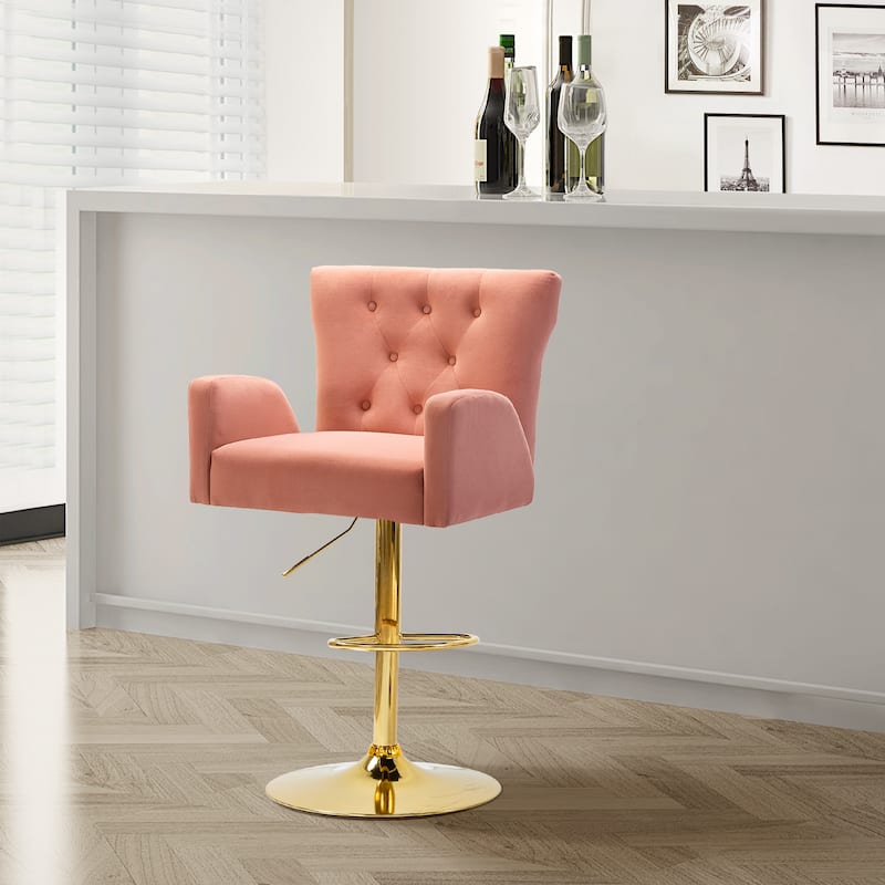 Loreto Modern Tufted Velvet Swivel chair with Adjustable Height by HULALA HOME