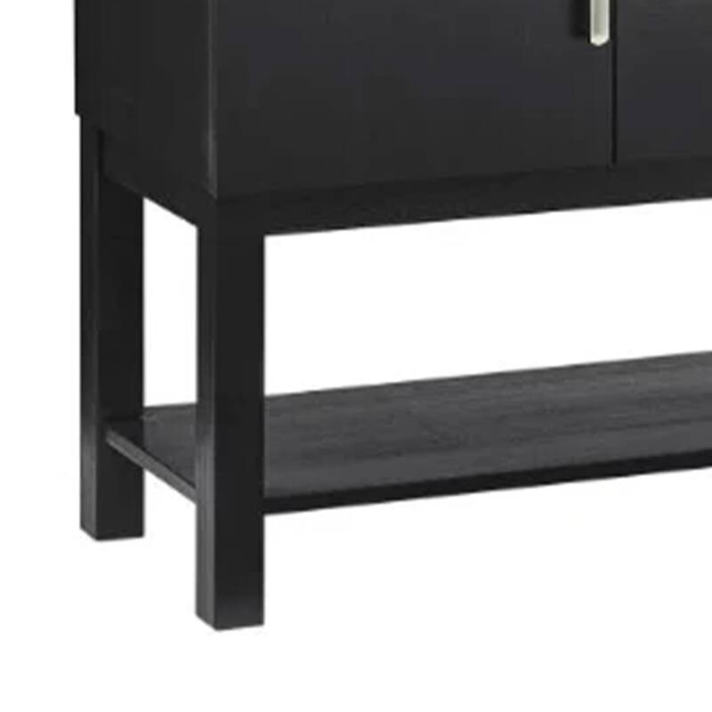 Amber Sideboard Buffet Server Cabinet, 2 Cabinets and 2 Shelves, Black