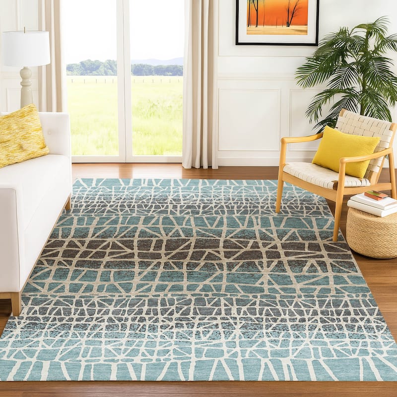 Machine Washable Indoor/ Outdoor Boho Global Chantille Rug