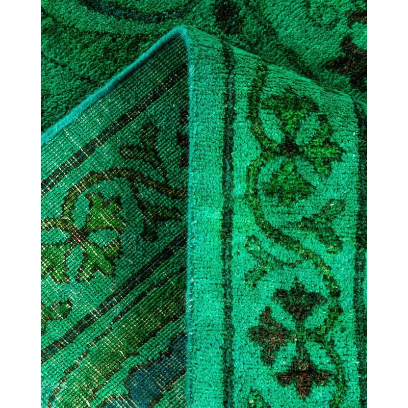 Overton Hand Knotted Wool Vintage Inspired Modern Contemporary Overdyed Green Area Rug - 3' 2" x 5' 6"