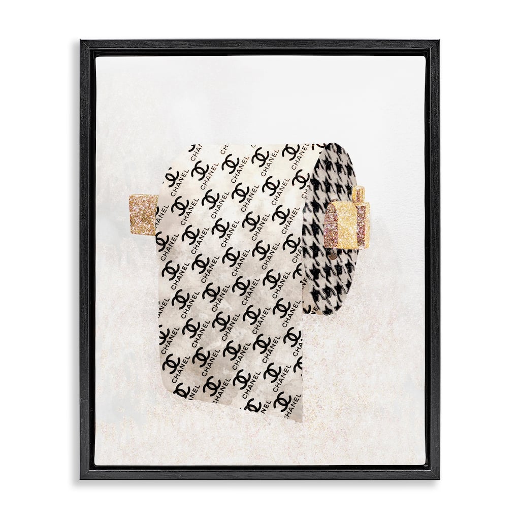 Stupell Fashion Glam Toilet Paper Designer Detailing Floater Frame - Off-White