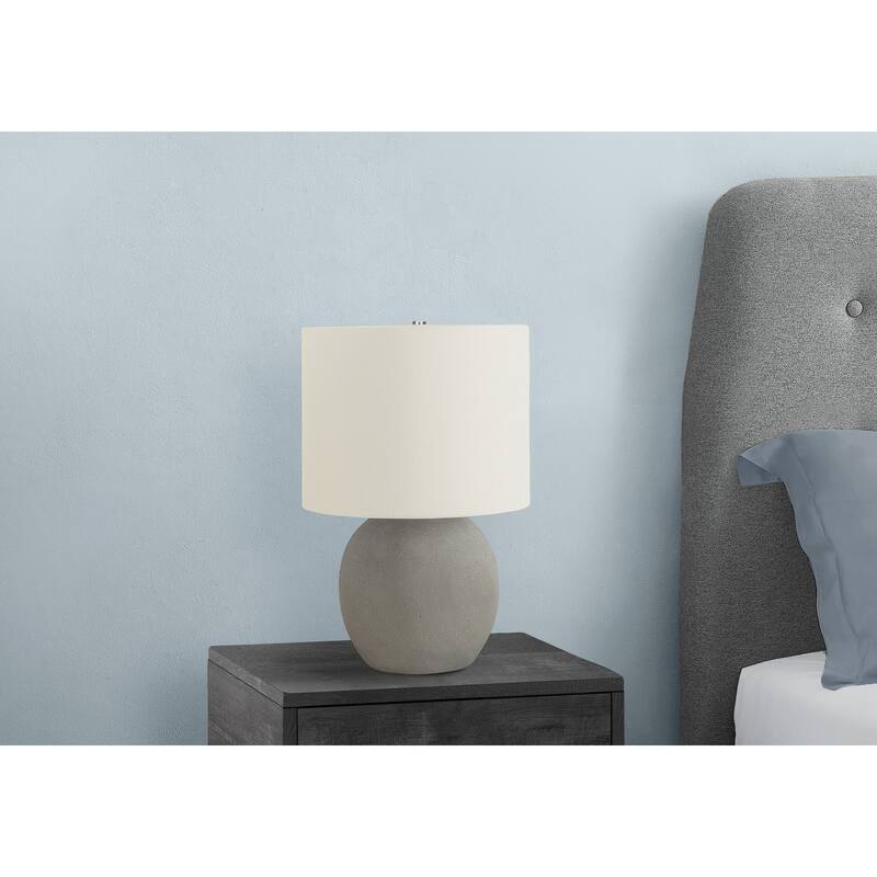 Lighting, 20"h, Table Lamp, Grey Concrete, Ivory / Cream Shade, Contemporary