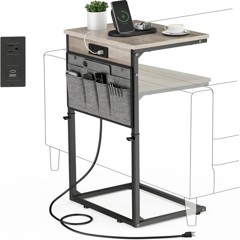 Small Sofa Table Laptop Couch Desk - Greige