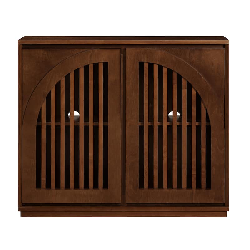 Modern Fluted Storage Sideboard Cabinet with 2 Outlet Holes