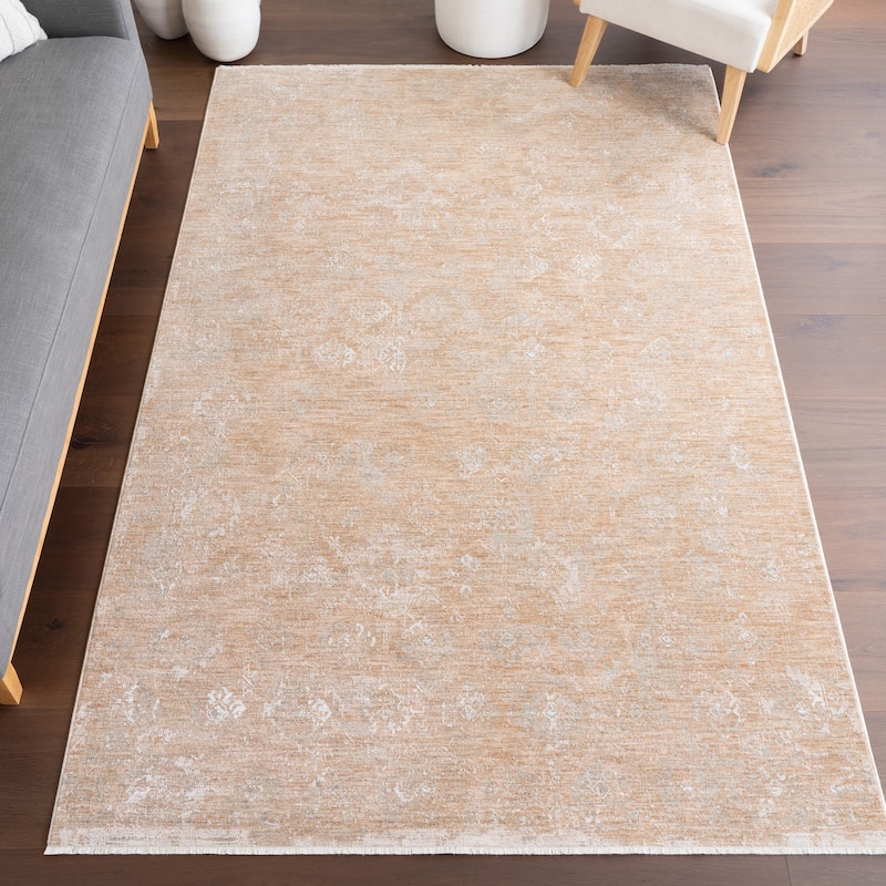Nuloom Kristin Medallion Fringe Area Rug - 6' 7" x 9' - Light Brown - Rectangle