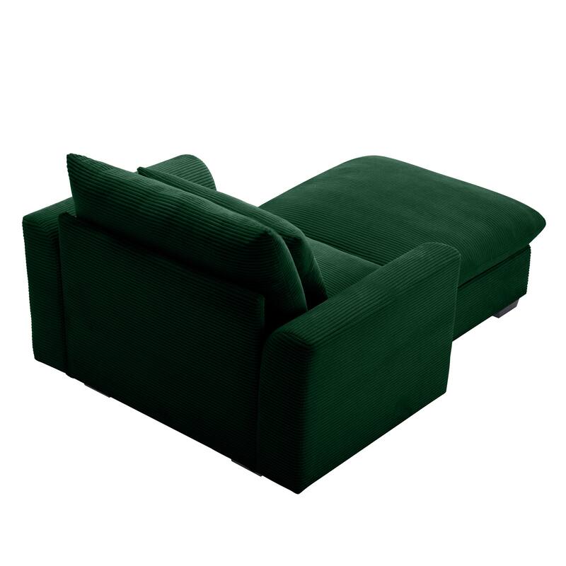 Modern Living Room Chair, Upholstered Fabric Accent Armchair, Corduroy Single Sofa Chair with Ottoman for Office/Bedroom