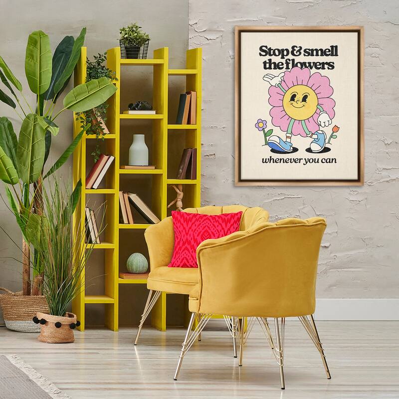 Stupell Vintage Smell The Flowers Framed Floater Canvas Wall Art Design By Victoria Barnes