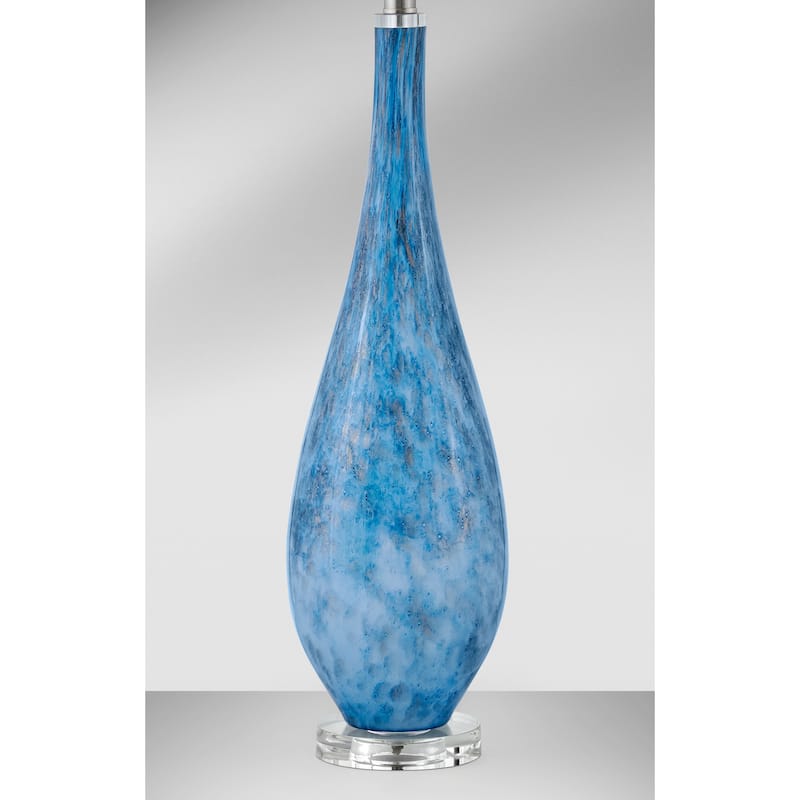 Tirreni 35 in. Blue with Silver Glitter Table Lamp