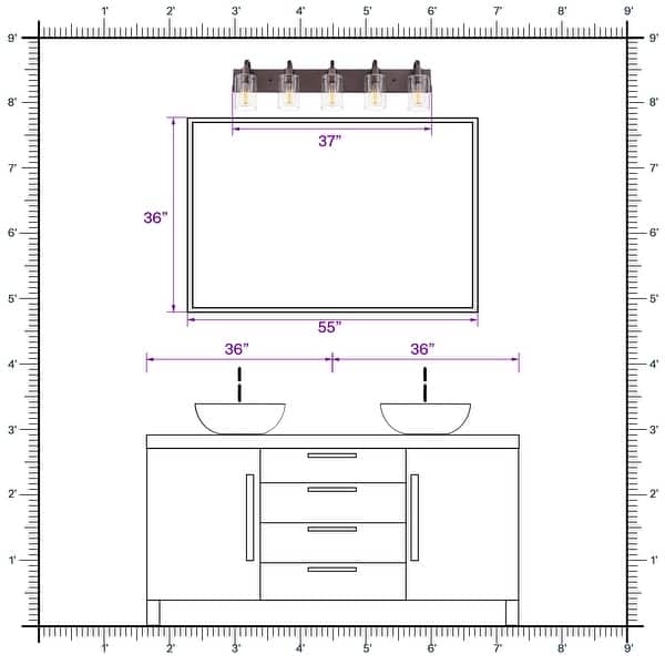 dimension image slide 7 of 26, Bathroom Vanity Light Fixtures - Farmhouse Wall Light for Bathroom