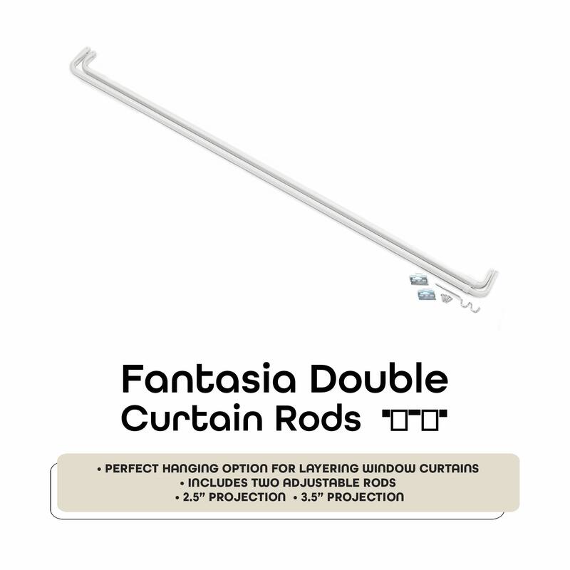 ACHIM Fantasia Double Curtain Rod - White
