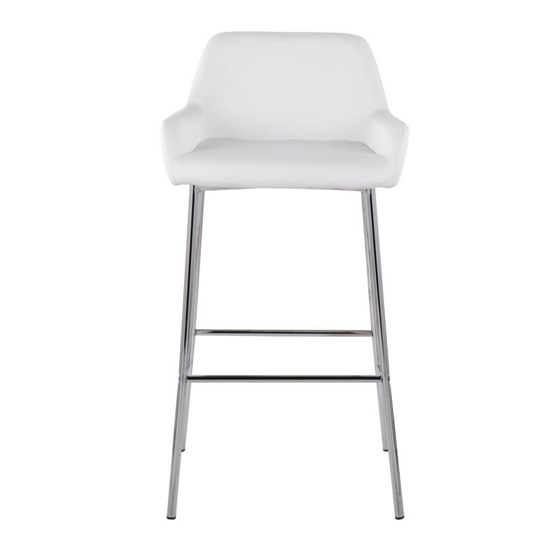 Silver Orchid Galotti Chrome Fixed-Height Upholstered Bar Stool - Set of 2