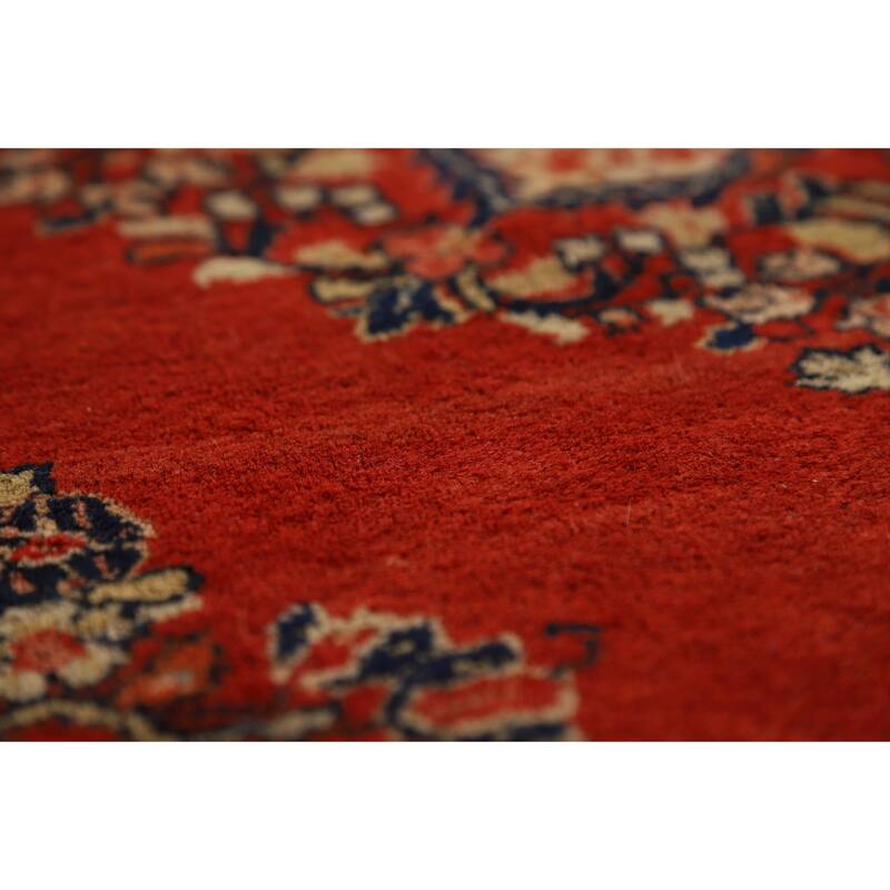 Orange Medallion Sarouk Persian Square Rug Handmade Wool Carpet - 5'1"x 5'2"