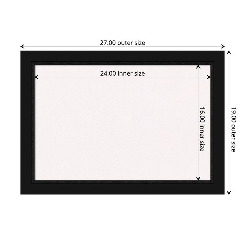 Avon Black Framed White Corkboard Bulletin Board, Organization Board, Pin Board - Board Size 24x16
