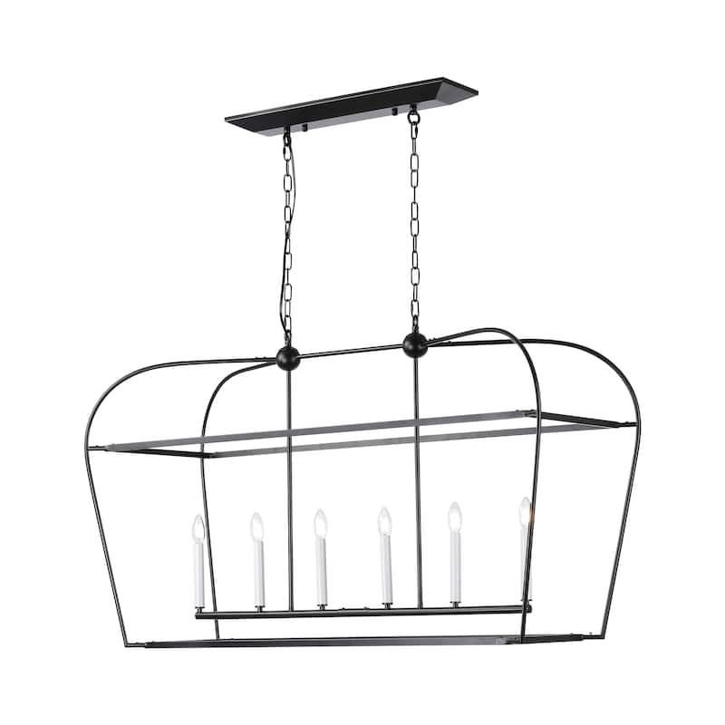 Linear Lantern 6-Light Foyer Debonair Island Chandelier Candle - N/A