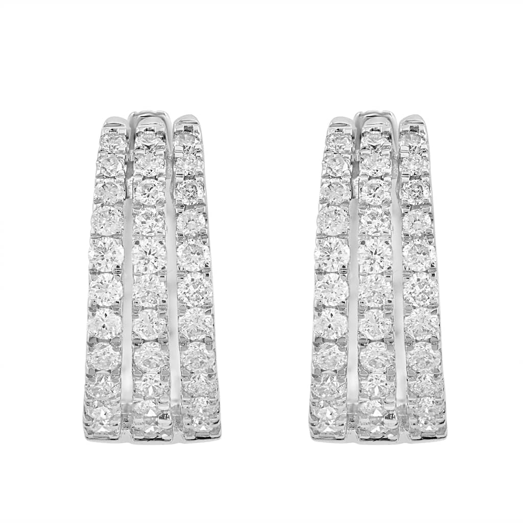 Effy Women's 14k White Gold Diamond Pave Hoop Earrings