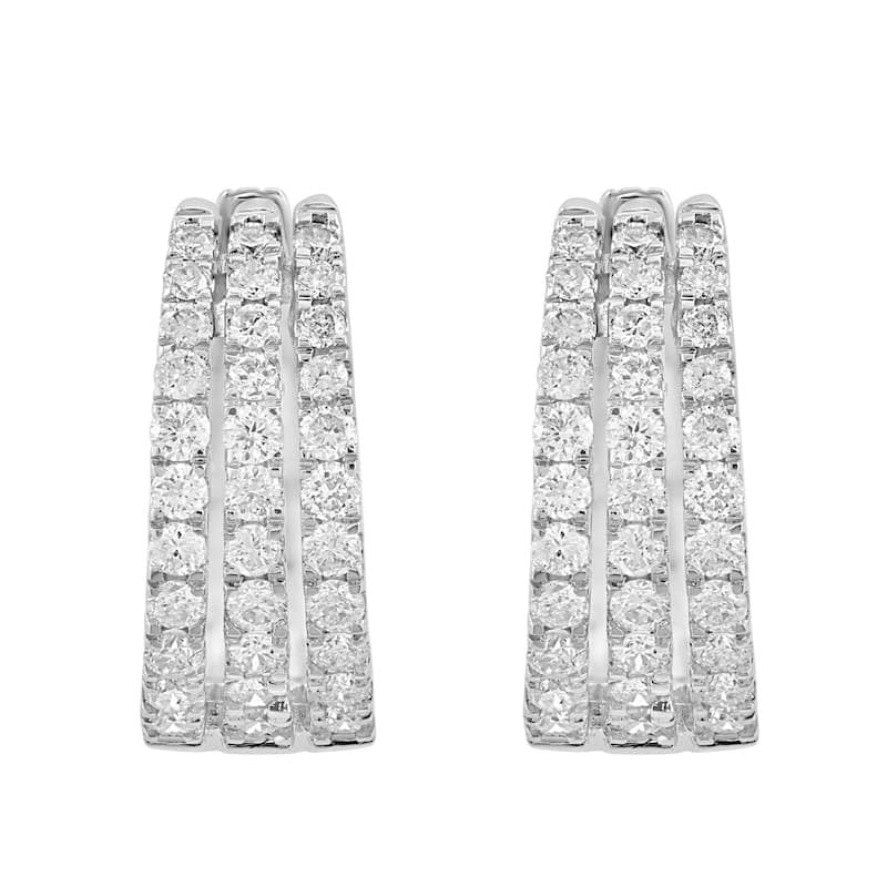 EFFY Women's 14k White Gold Diamond Pave Hoop Earrings