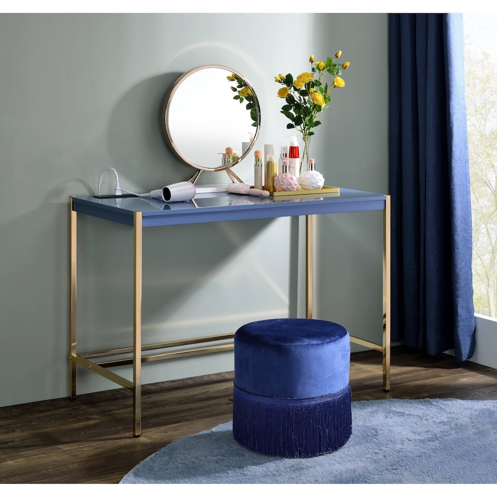 Midriaks Blue & Gold Finish Writing Desk W/USB