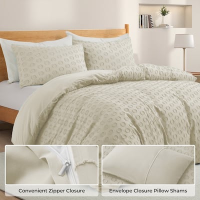 Stylish Full Polyester Clipped Geometric Duvet Cover & Pillowcase Set