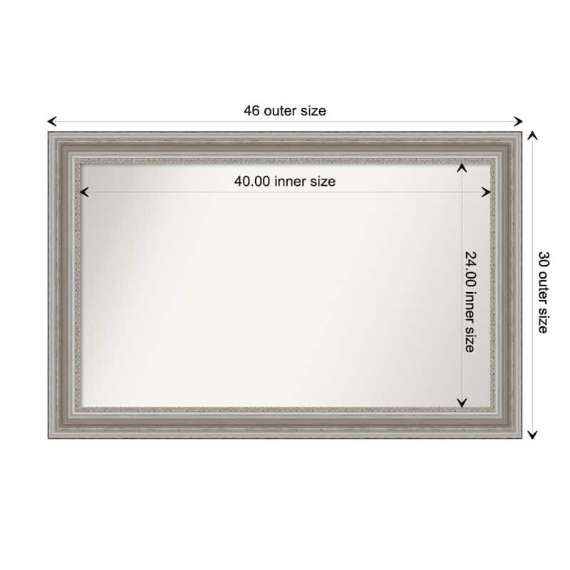 Parlor Silver Framed Non-Beveled Custom Wall Mirror, Bathroom Vanity Mirror - Outer Size: 45.5 x 29.5