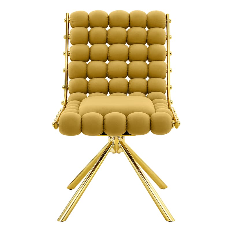 Set of 2, Velvet Dining Chairs with Metal Legs, Modern Tufted Accent Chairs for Dining Room & Kitchen