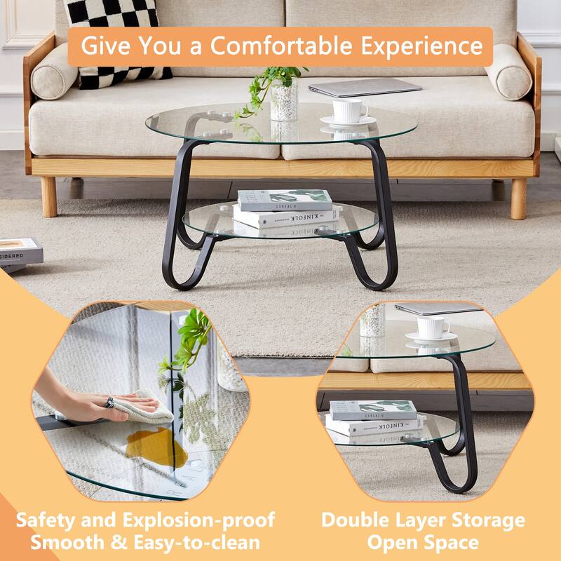 Retro Minimalist Metal Frame Glass Coffee Table, 31.5" Square, Vintage Elegance
