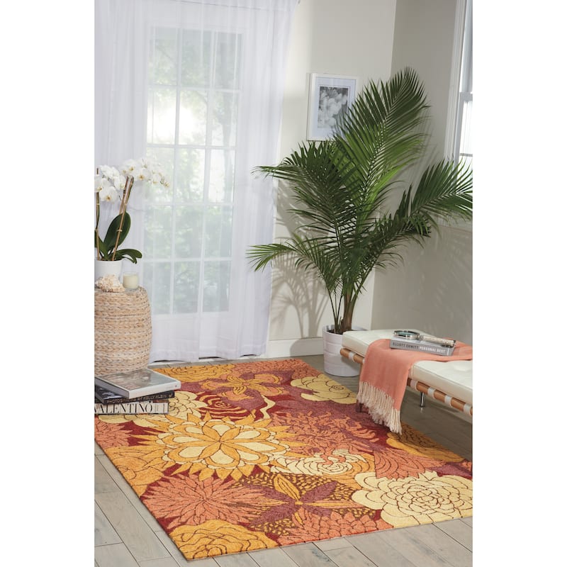 Nourison South Beach Abstract Floral Area Rug - 10' x 13' - Red - Rectangle