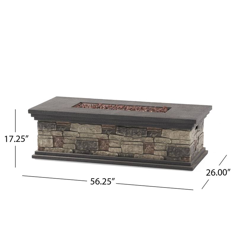 Chesney Outdoor 50,000 BTU Lightweight Concrete Rectangular Fire Pit (No Tank Holder) by Christopher Knight Home
