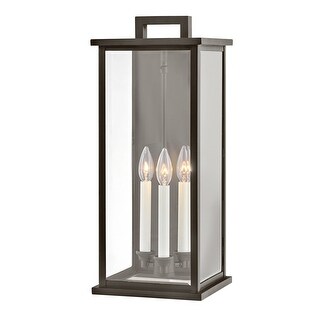 Hinkley Weymouth Collection Three Light Outdoor Large Wall Mount Lantern, Oil Rubbed Bronze