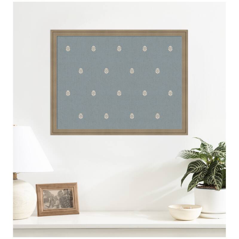 Kate and Laurel Pinboard Blue Botanical Block Print