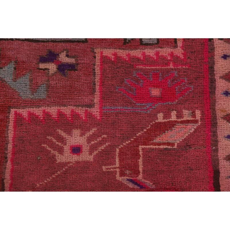 Pink Vintage Ardebil Persian Runner Rug Hand-knotted Wool Carpet - 4'6" x 10'11"