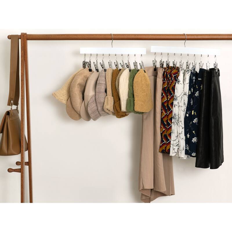 2-pack Hat Rack, Multi-Use Pants Hangerb with 10 Adjustable Stainless Steel Clips