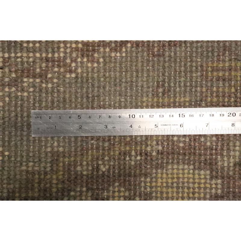 Hand Knotted Oriental 100% Wool Carpet Traditional Geometric Greys & Charcoal Viss Runner Rug - 9' 10'' X 2' 7''