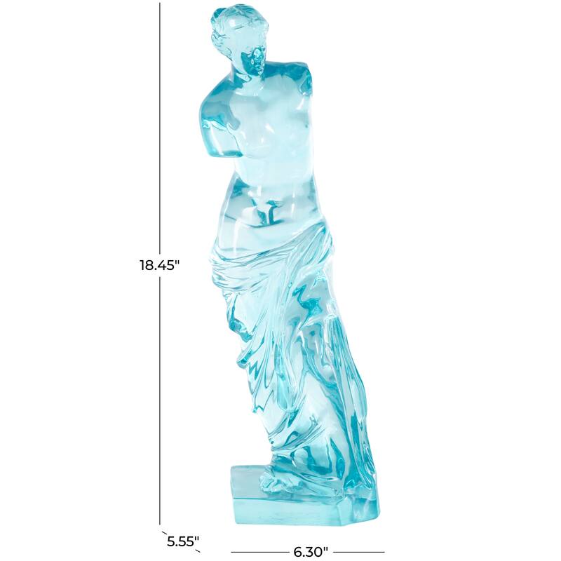 Resin Tinted Woman Decorative Sculpture - Light Blue or Orange or Green