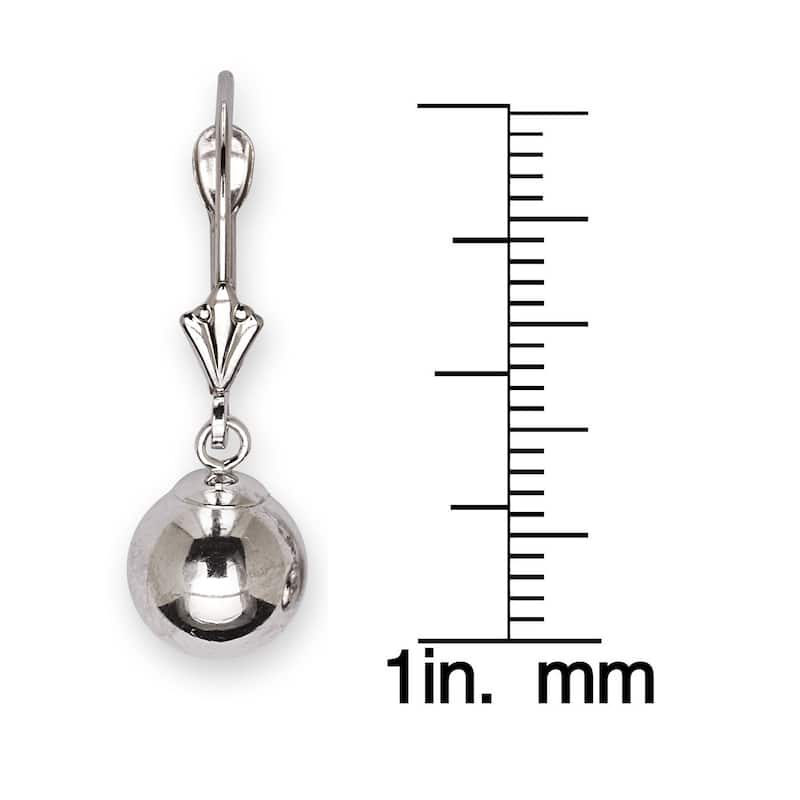 Curata 14k Yellow or White Gold Polished 27x8mm Ball Drop Lever Back Earrings
