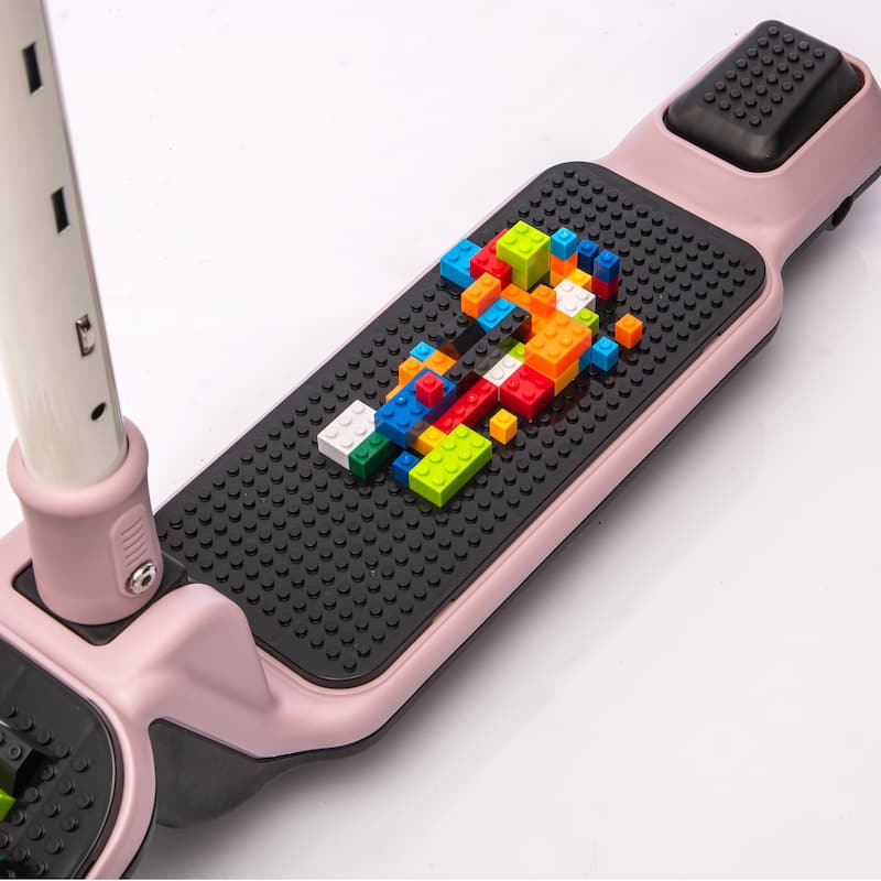 Anmytek Kids Ride On 3-Wheel Scooter W/Buildable blocks, PU flashing wheels and Folding Kick Scooter