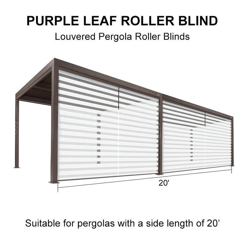 PURPLE LEAF Bronze Louvered Pergola Accessories Roller Blinds, Strip Light and Shutter Wall(Pergola Not Included)