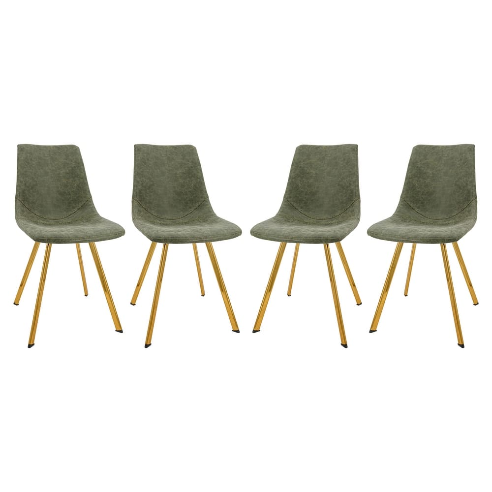 Markley Leather Dining Chair Set of 4 With Gold Metal Legs Modern Accent Side Chair