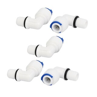 Polypropylene Connectors John Guest 1/4" OD Push-to-Connect Stem Elbow  Fitting - Quick Connect Water Pipe Connector 1/4 OD Quick Connect 5pc 1/4" OD Pipe to 1/2"Male Elbow Quick Connector RO Wate