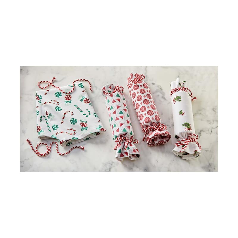 Hats Cracker Christmas Dishtowel - Multicolor Cotton Kitchen Towels, Machine Washable, 26" L x 18" W