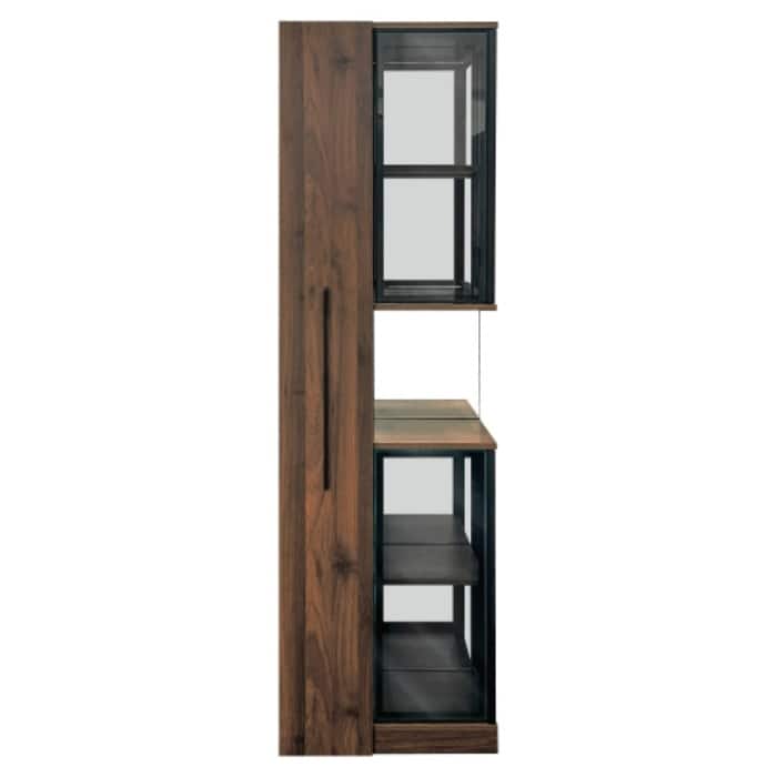 70" Glass Door Display Cabinet with Lights, Wooden Display Storage with Pull-Out Multi-Tier Shelves