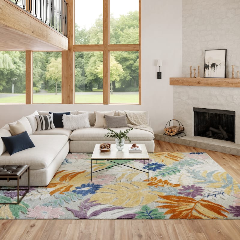 Nourison Suncoast Indoor/Outdoor Tropical Floral Area Rug - Multicolor - 9' x 12'