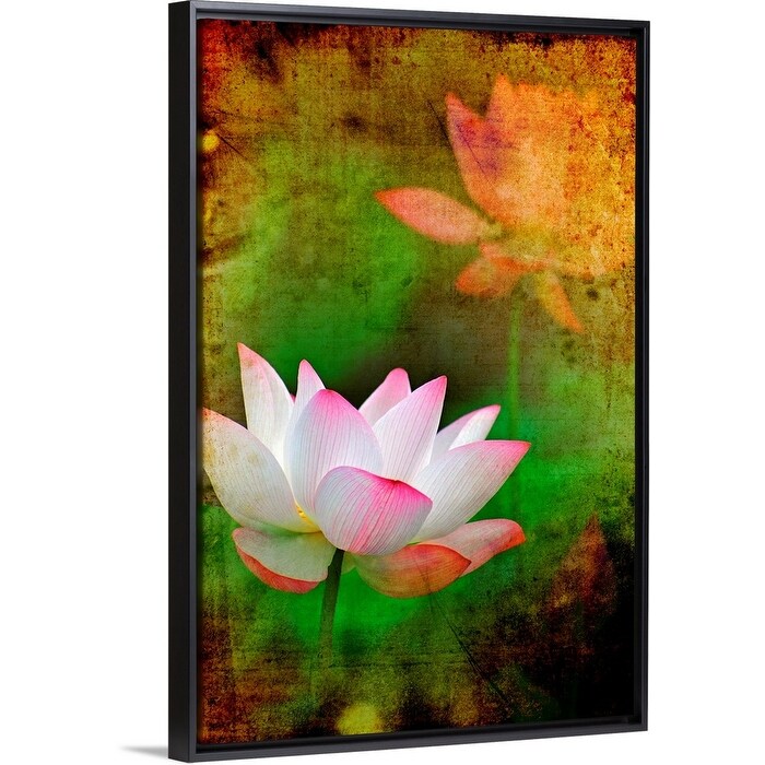 Shop Chinese Painting Style Lotus Black Float Frame Canvas Art